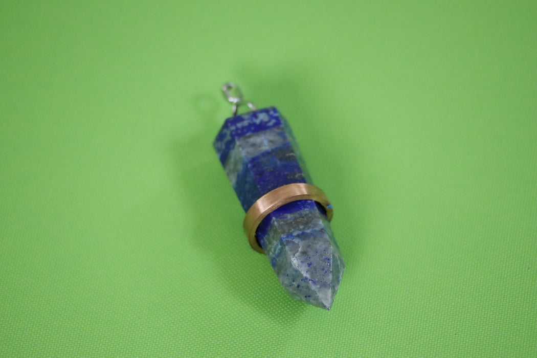Lapis Lazuli Tower Necklace Pendant Tachyon Infused with Copper Ring