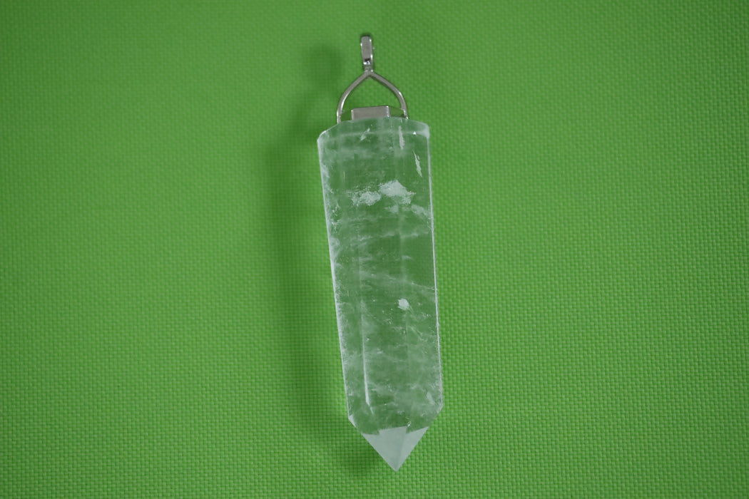 Large Tachyon Infused Crystal Quartz Tower Power Necklace Pendant